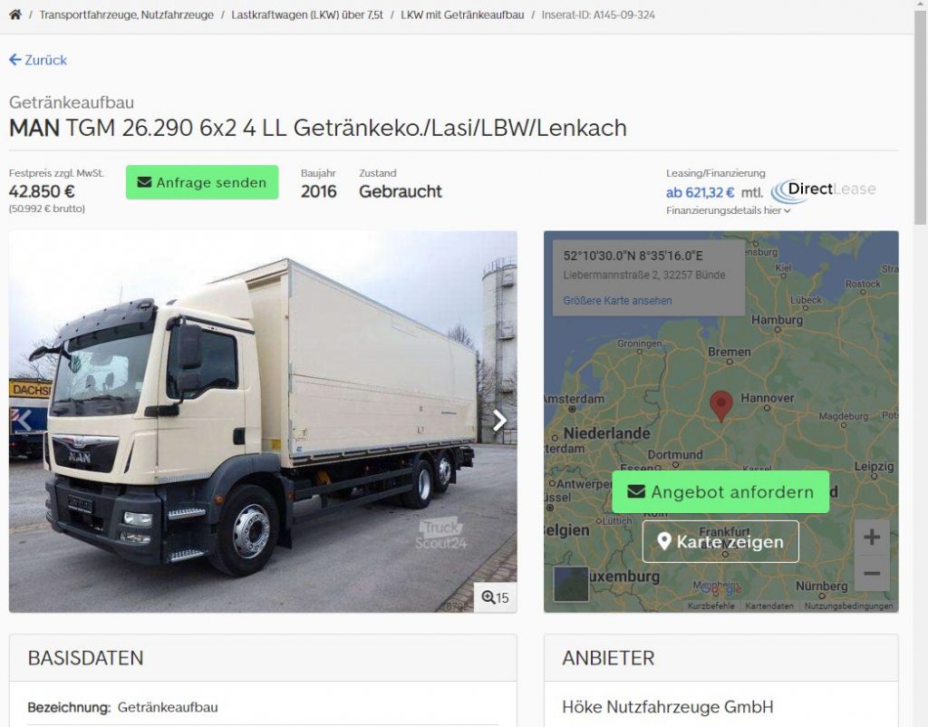 TruckScout24Inserate schnell und kostenlos auf Ihrer Homepage